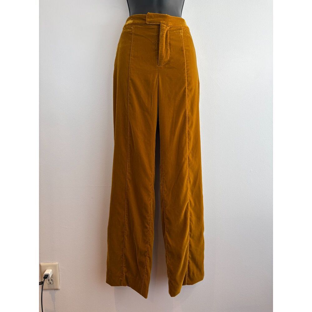 Staud Velvet Pantsuit, Size S/6, Butterscotch, Blazer & Wide-Leg Pants - Picture 9 of 14